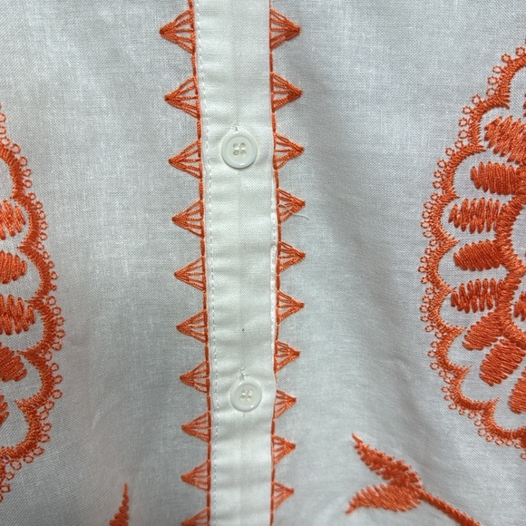 Cato White Blouse with Orange Embroidery Size 22/24 - Picture 6 of 7